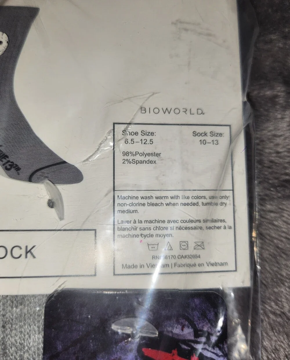 Friday the 13th Jason Voorhees crew socks Size 10-13